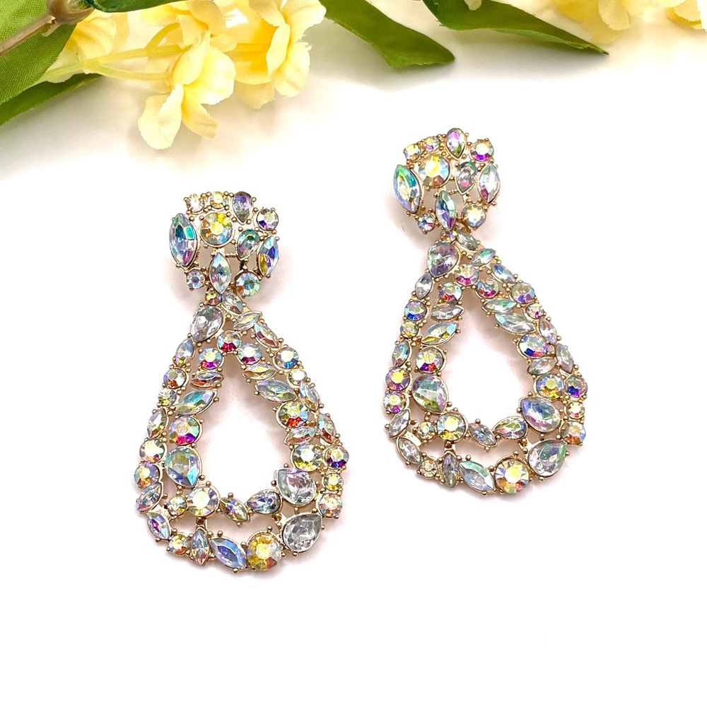 Iridescent Rhinestone Earrings